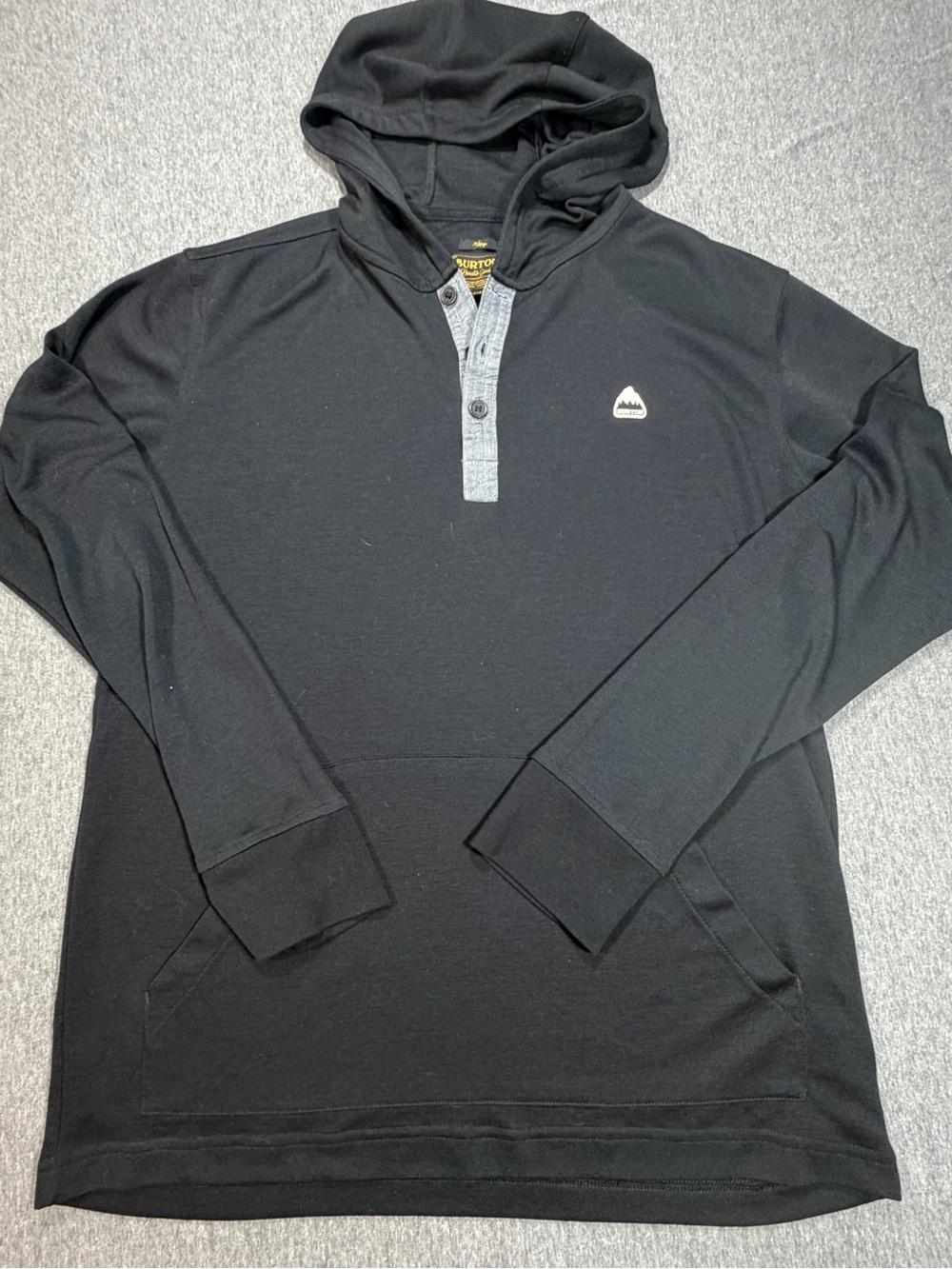 Burton Durable Goods Black Henley Hoodie Sweatshirt Mens Large Dryride
